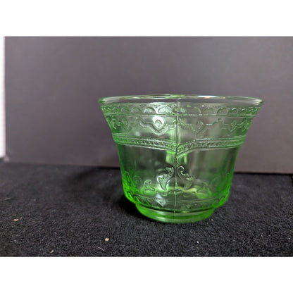 Green Depression Glass Tea Cup and Saucer Set Vintage Federal Princess Pattern