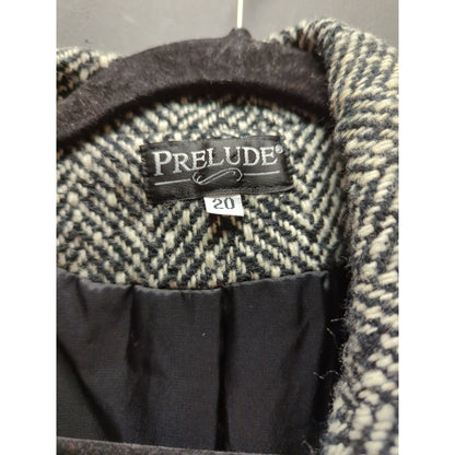 Black white Prelude Size 20 Herringbone line Swing pockets Winter Jacket Coat