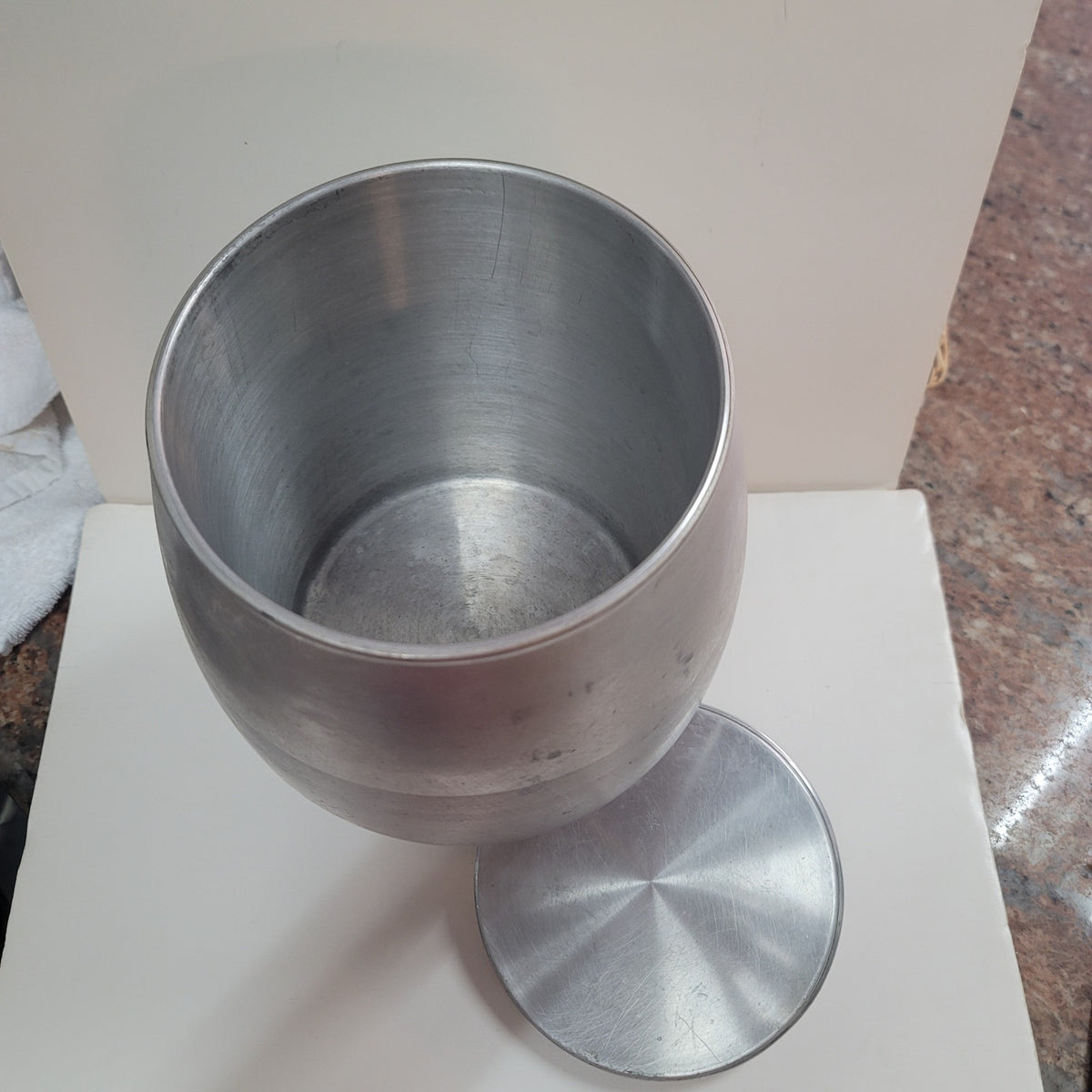 Ucagco Mid Century Aluminum Ice Bucket Barware Decor Atomic Spun Aluminum Bar