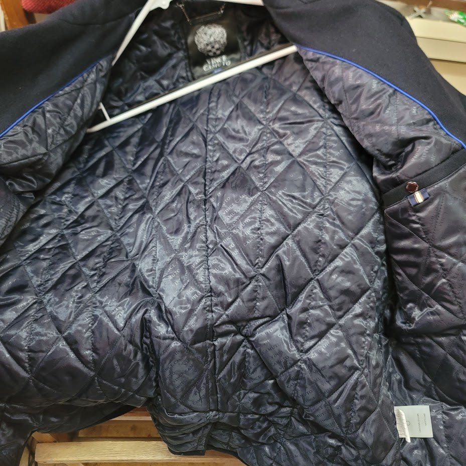 Vince Camuto XL NAVY blue nautical Peacoat lined double Breasted MENS