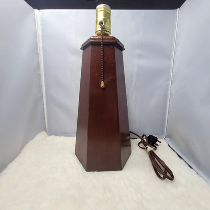 MCM Walnut Hexagonal Solid Wood vintage table lamp Pillar Column