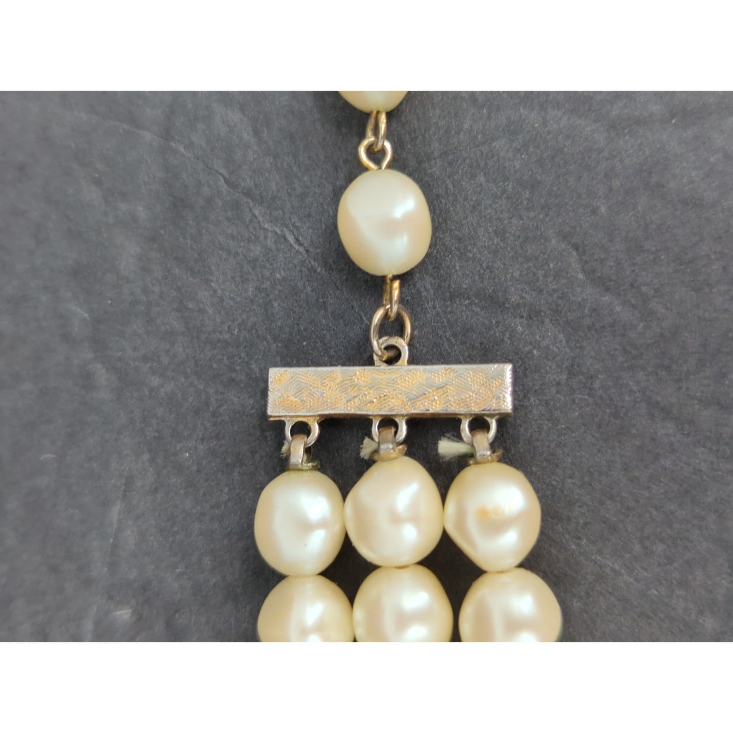 Vintage Triple Strand Faux Pearl Choker Cameo Centerpiece Victorian Style