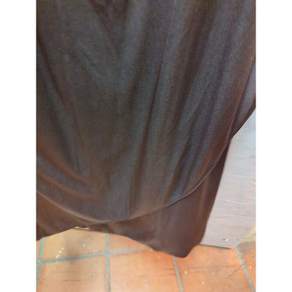 Vintage Black Asymmetrical Beaded Strap Satin Finish Midi Gown Dress Extra Small
