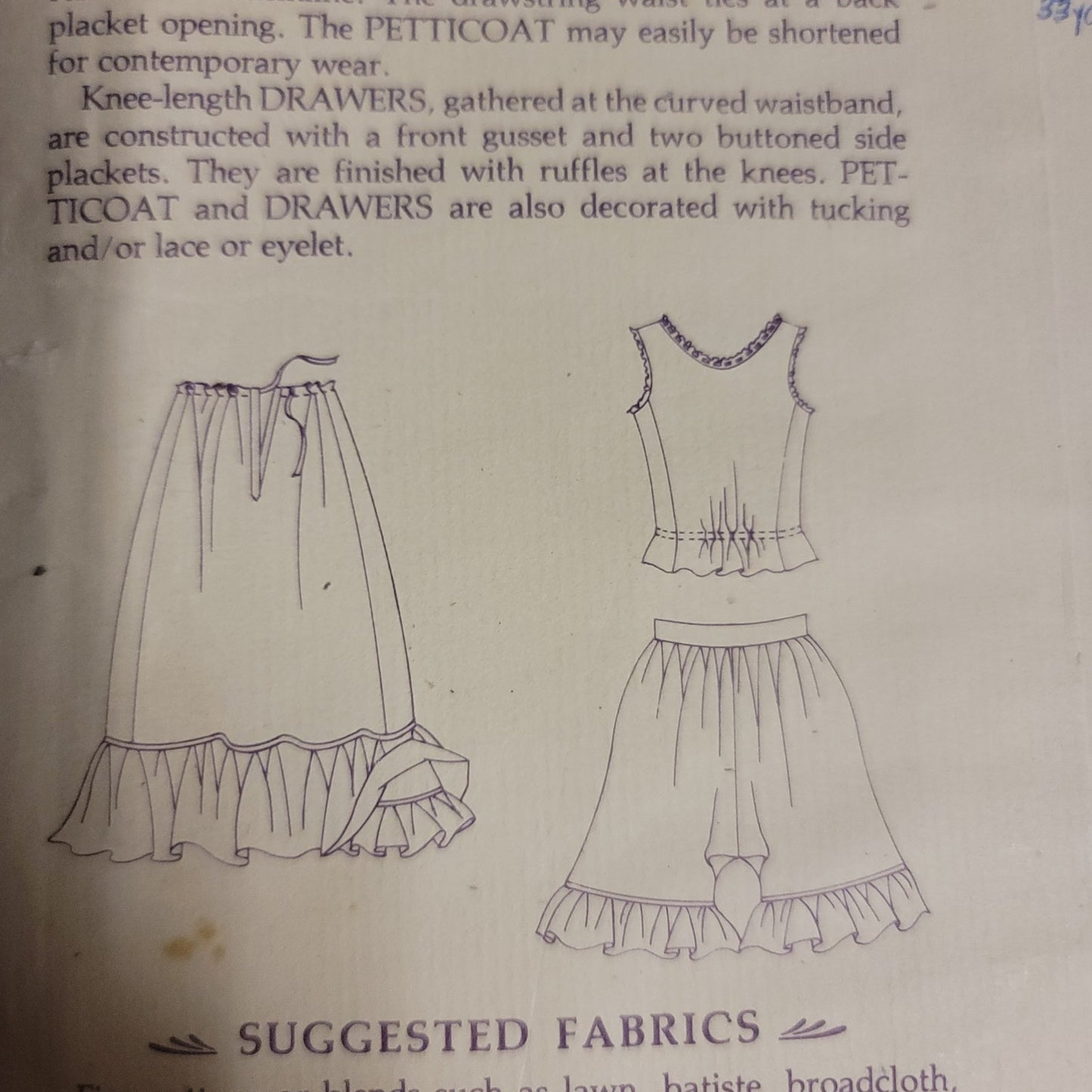 Folkwear 203 Edwardian Underthings Sewing Pattern Camisole Petticoat Drawers