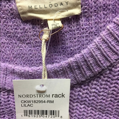 Melloday Pullover Sweater Two Pocket Wool Blend Purple NEW Large Lilac CHUNKY