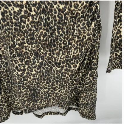 Leith knit SUPER SOFT dress beige layered leopard print cASUAL career new