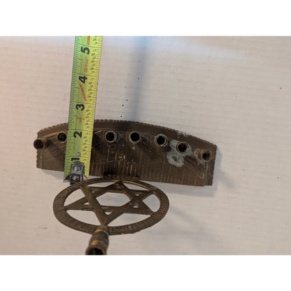 Vintage Brass Menorah Star of David Hanukkah Candelabra Judaica Mid-Century 5"