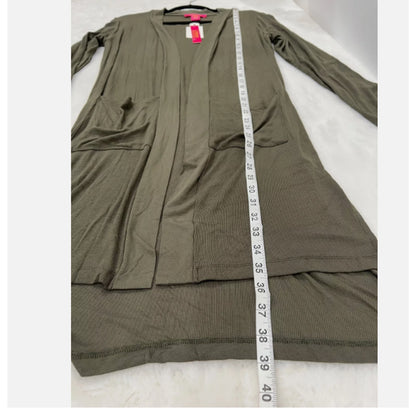NWT Catherine Malandrino MEDIUM Ribbed Long Cardigan Grape Leaf Green MSRP $88