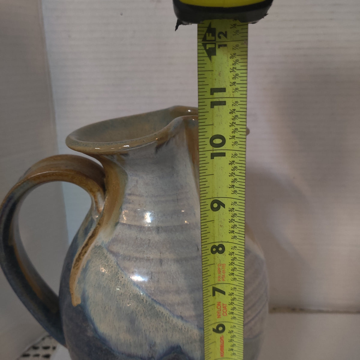 Hand-Thrown Studio Pottery Pitcher with Drip Glaze, Signed & Dated 2009
