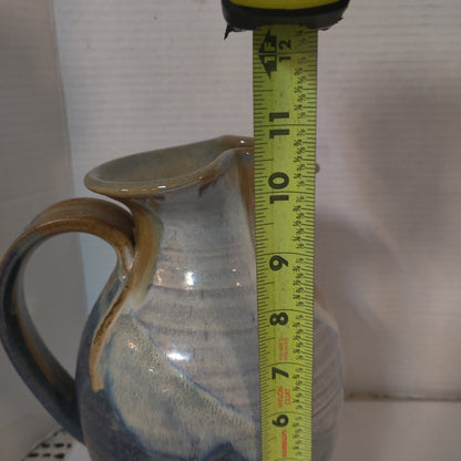 Hand-Thrown Studio Pottery Pitcher with Drip Glaze, Signed & Dated 2009
