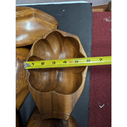 Vintage Wood 7 pc. Apple Pumpkin MCM Serving Set 1 Centerpiece with 5 bowls