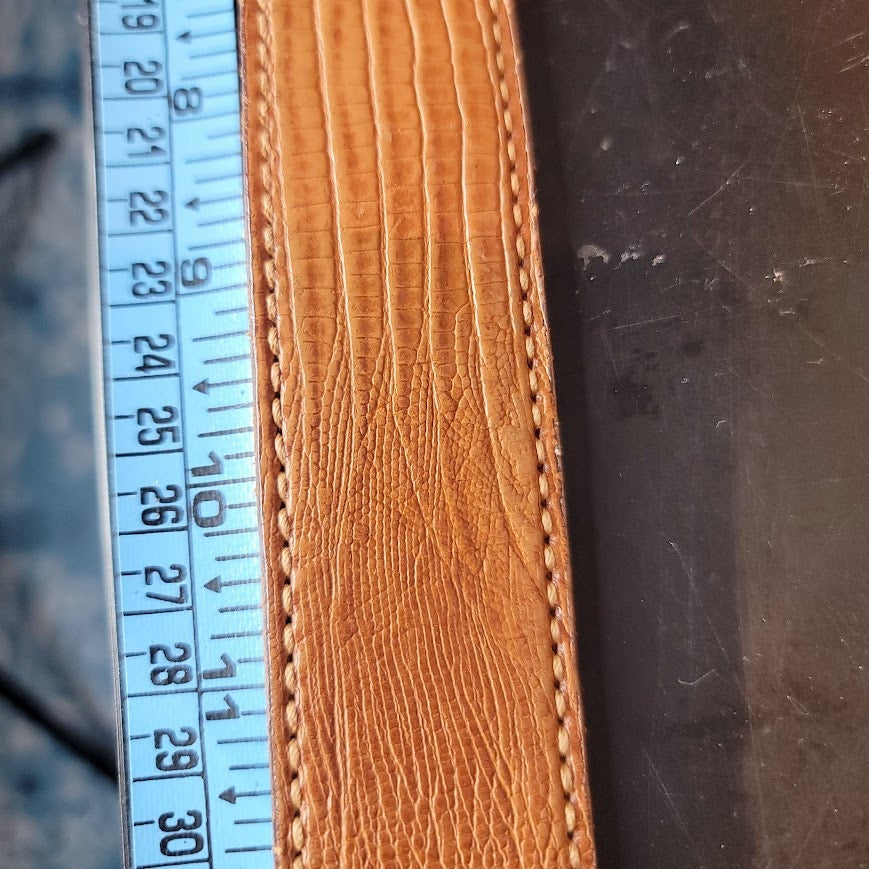 Vintage Dun Dee Brown embossed Snake Ranger Belt Overlay strap gold Size 44