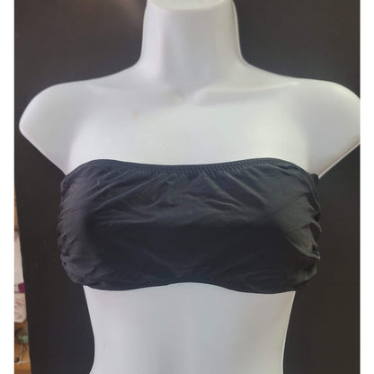 Blue Sky NEW Bandeau Side Bone Swim Top Lined Tieback NipPads BLACK SMALL