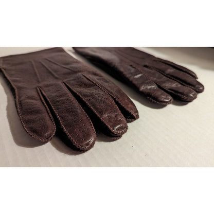 Fownes Brothers Vintage Brown Speckled Genuine Leather Gloves Lined Mens Winter