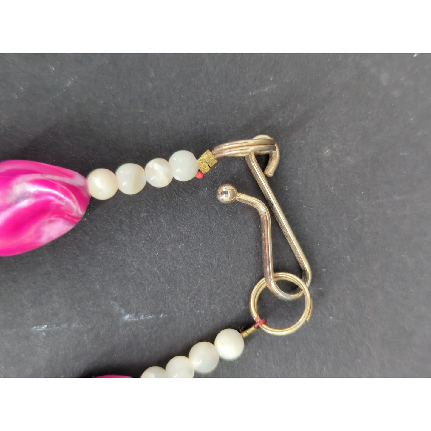 Vintage Hot Pink Mother of Pearl Shell Nugget Bead Necklace Y2K Boho Chic