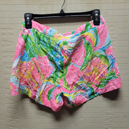 Lilly Pulitzer Size 4 Pink Green Blue shorts Pockets Side Zip Rayon Lightweight
