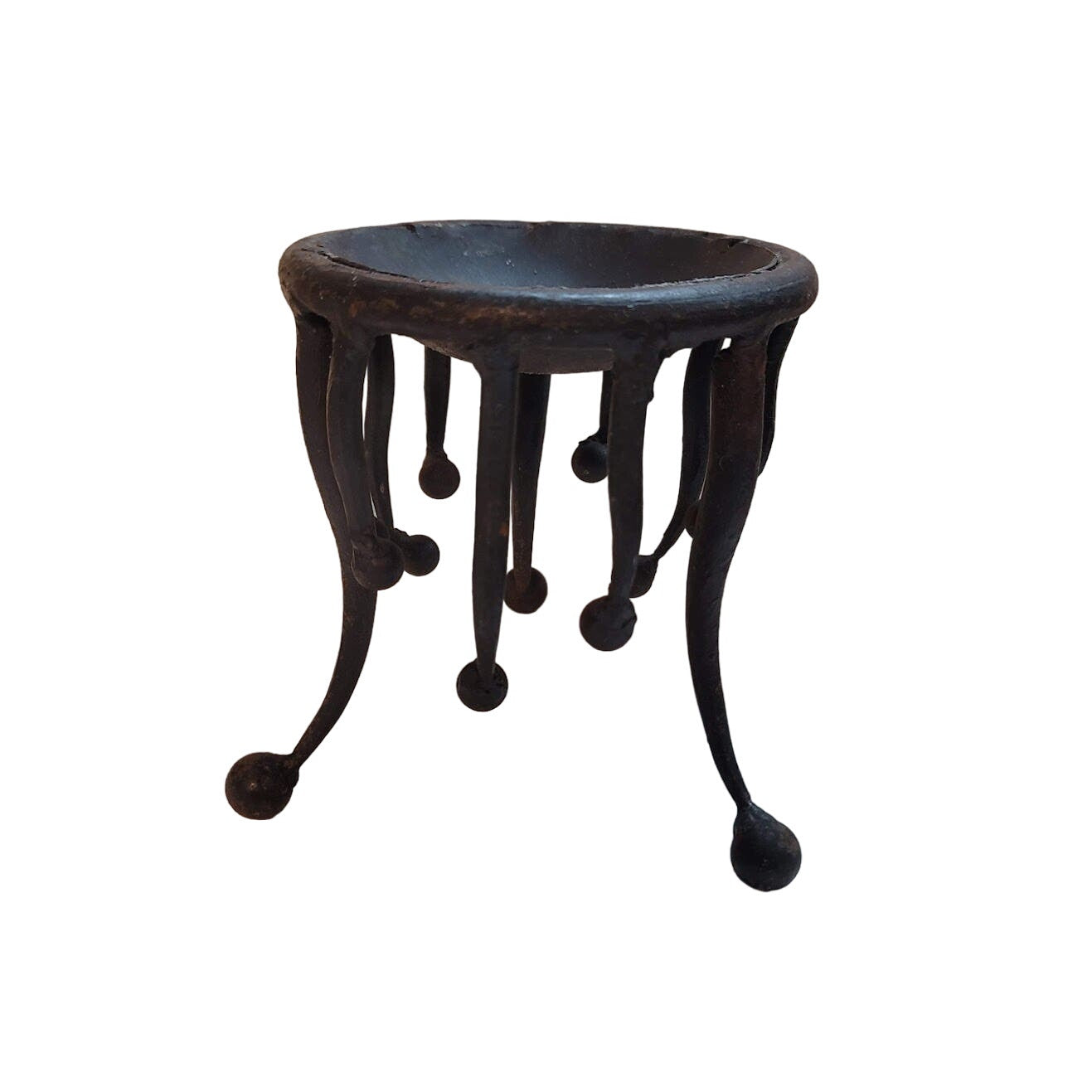 Brutalist Cast iron forged candle holder smudge pot incense burner MCM Art