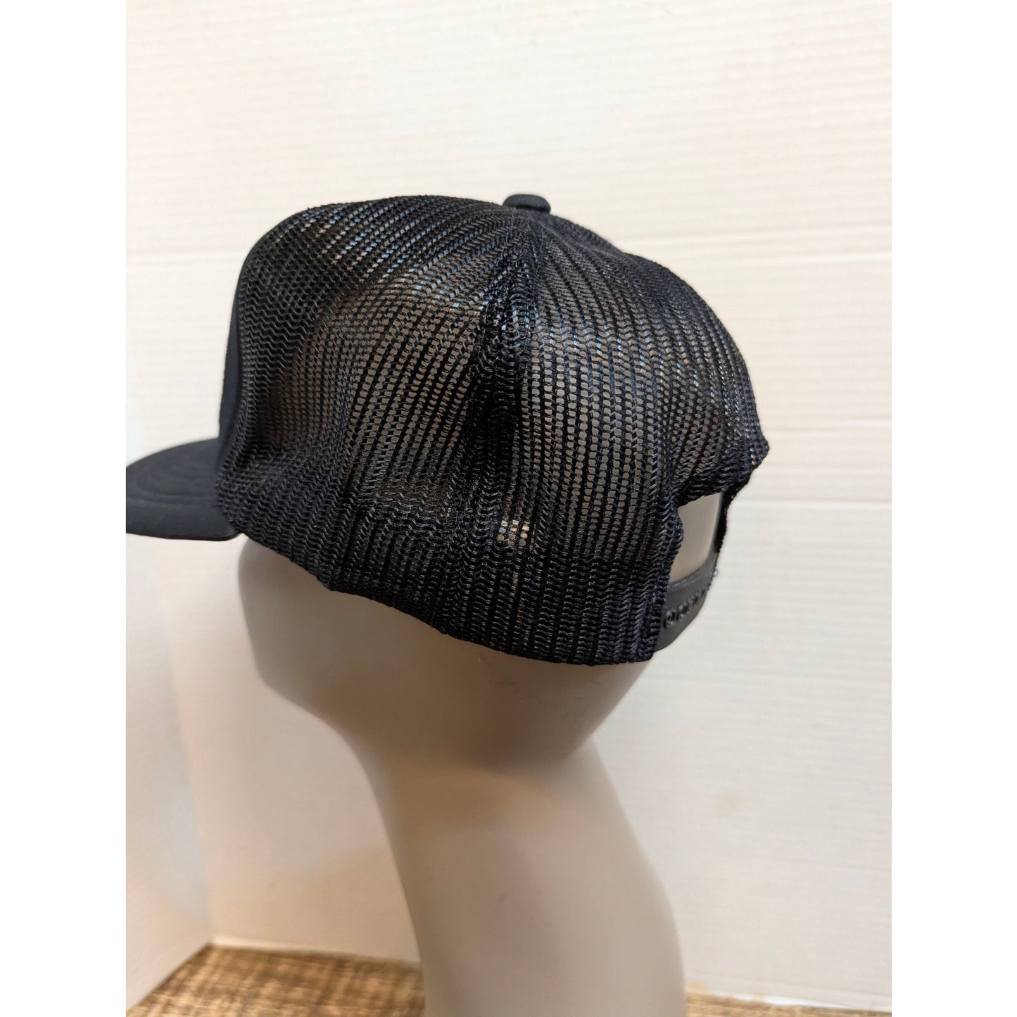 Vintage Bass Fish Graphic Black Trucker Snapback Baseball Cap Hat Y2K