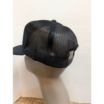 Vintage Bass Fish Graphic Black Trucker Snapback Baseball Cap Hat Y2K