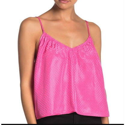 NSR Women's Lisa Dotted Crop Tank Top Camisole Pink Size Large NEW adjustable