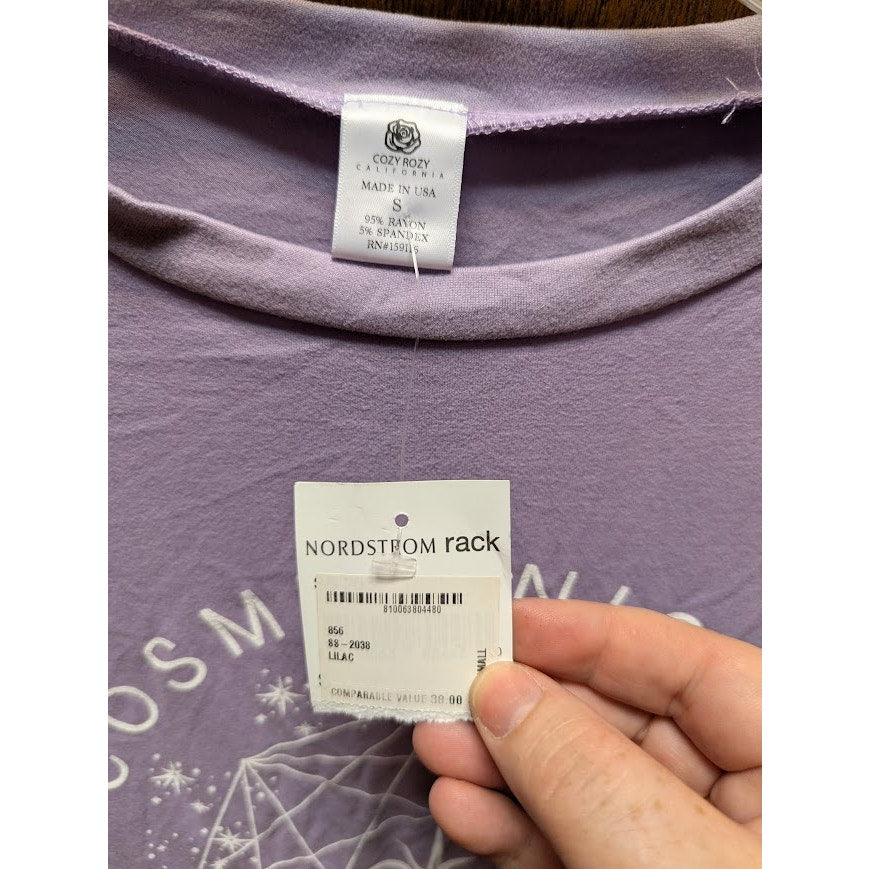 NEW cozy rozy purple top long sleeve Cosmic Nights Size Small