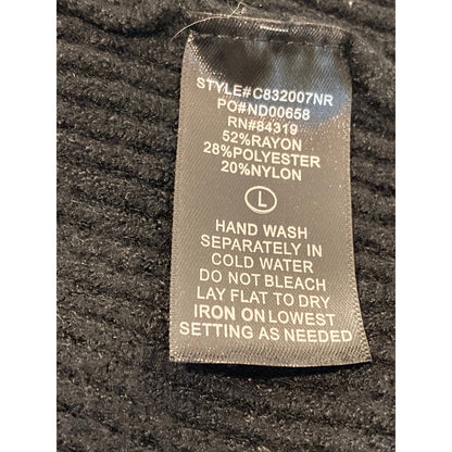 Devotion by Cyrus Ribbed Cowl/Mock Neck Pullover Sweater Sz Large in Black NWT
