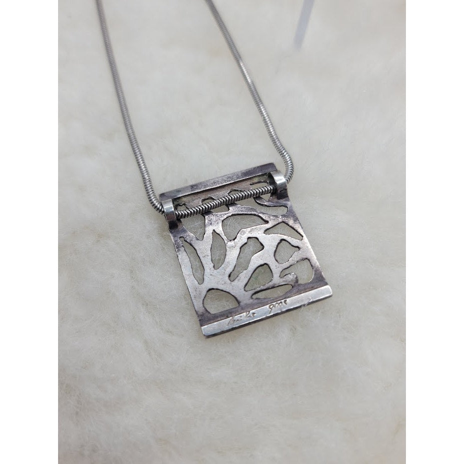 Milos Gnos Posidonia Gold Sterling Open Work Pendant Snake Chain Necklace