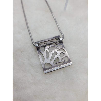 Milos Gnos Posidonia Gold Sterling Open Work Pendant Snake Chain Necklace