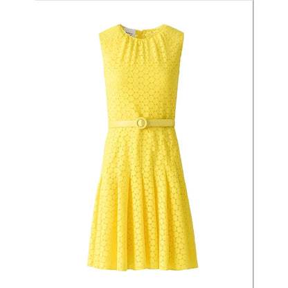 Akris Punto Dot Lace Sleeveless Midi Dress Size 6 US in Limone NWT - No Belt