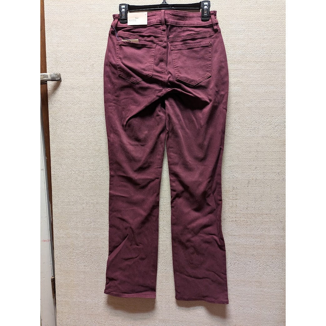 NYDJ Women's Jeans Marilyn Straight Size 4 Deep Merlot Burgundy NWT Ankle