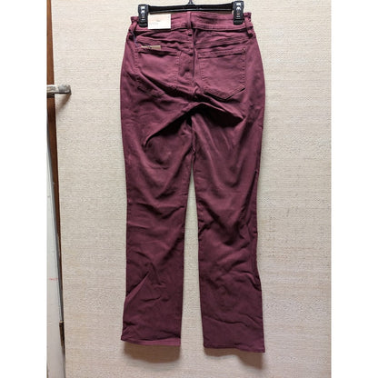 NYDJ Women's Jeans Marilyn Straight Size 4 Deep Merlot Burgundy NWT Ankle