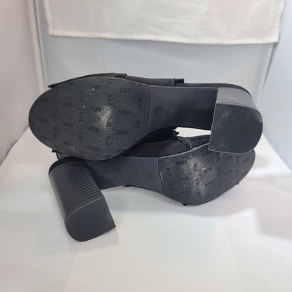 MIA Sandals Womens Slingback Black Suede Peep Toe Chunky Heels Casual Size 10
