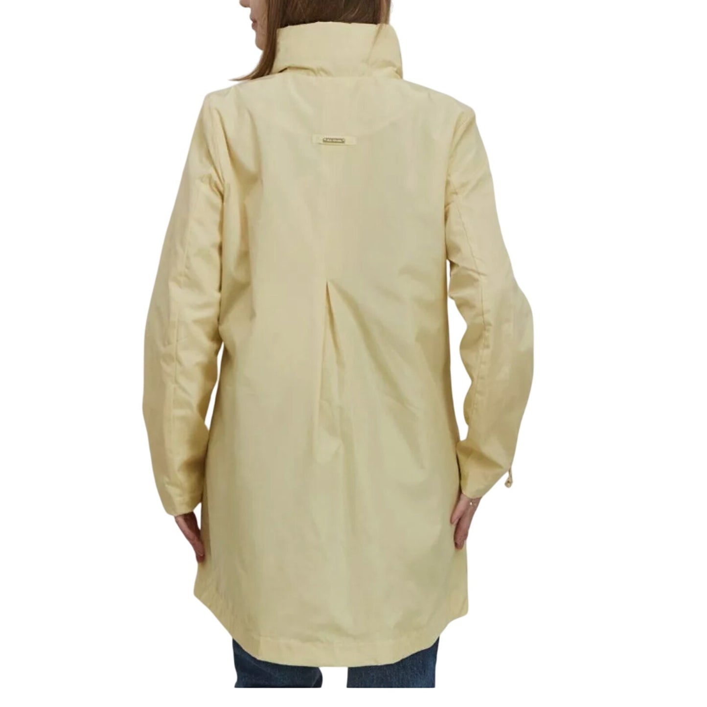 Via Spiga packable Mock Neck Plain Long Sleeve Raincoat X-LARGE travel Yellow XL