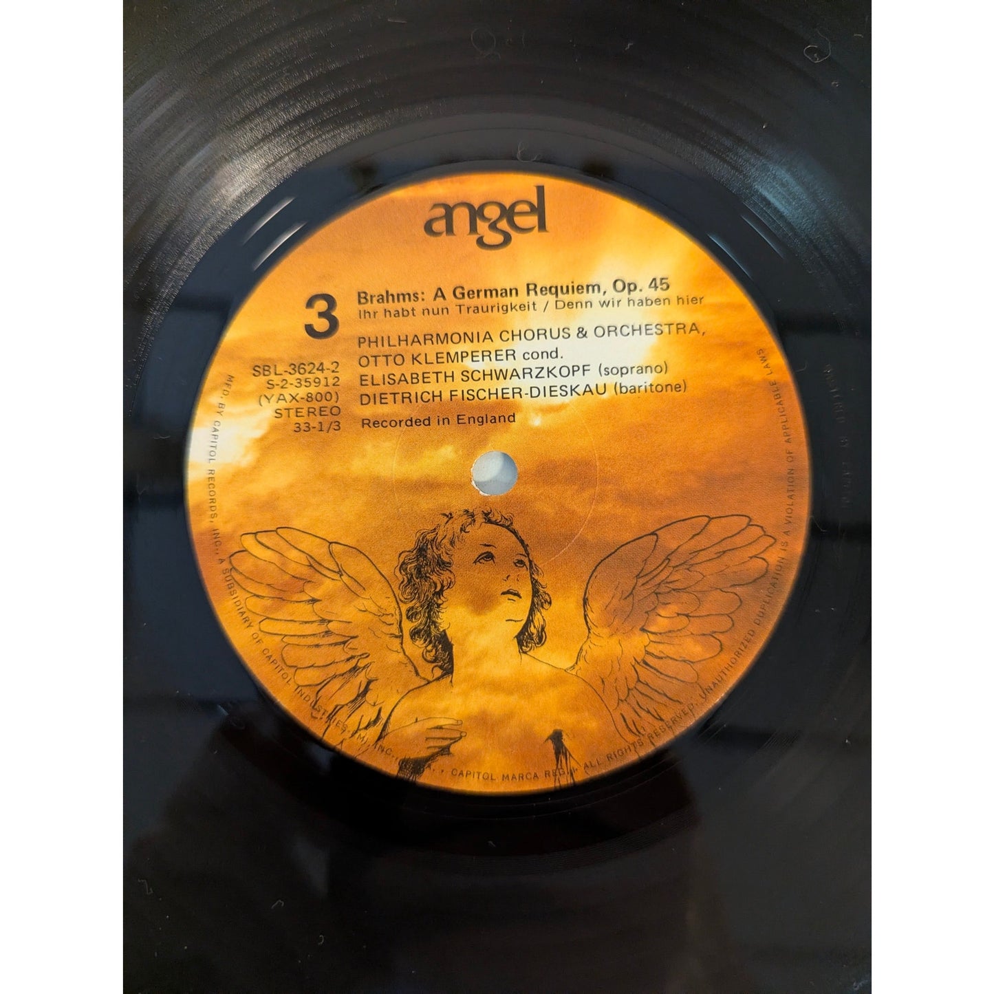 Vintage Brahms A German Requiem Klemperer Angel SB-3624 Stereo 2-LP Box Set