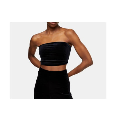 TOPSHOP Womens Faux Velvet Velour Tube Top Bandeau Size Extra Small Black XL NEW