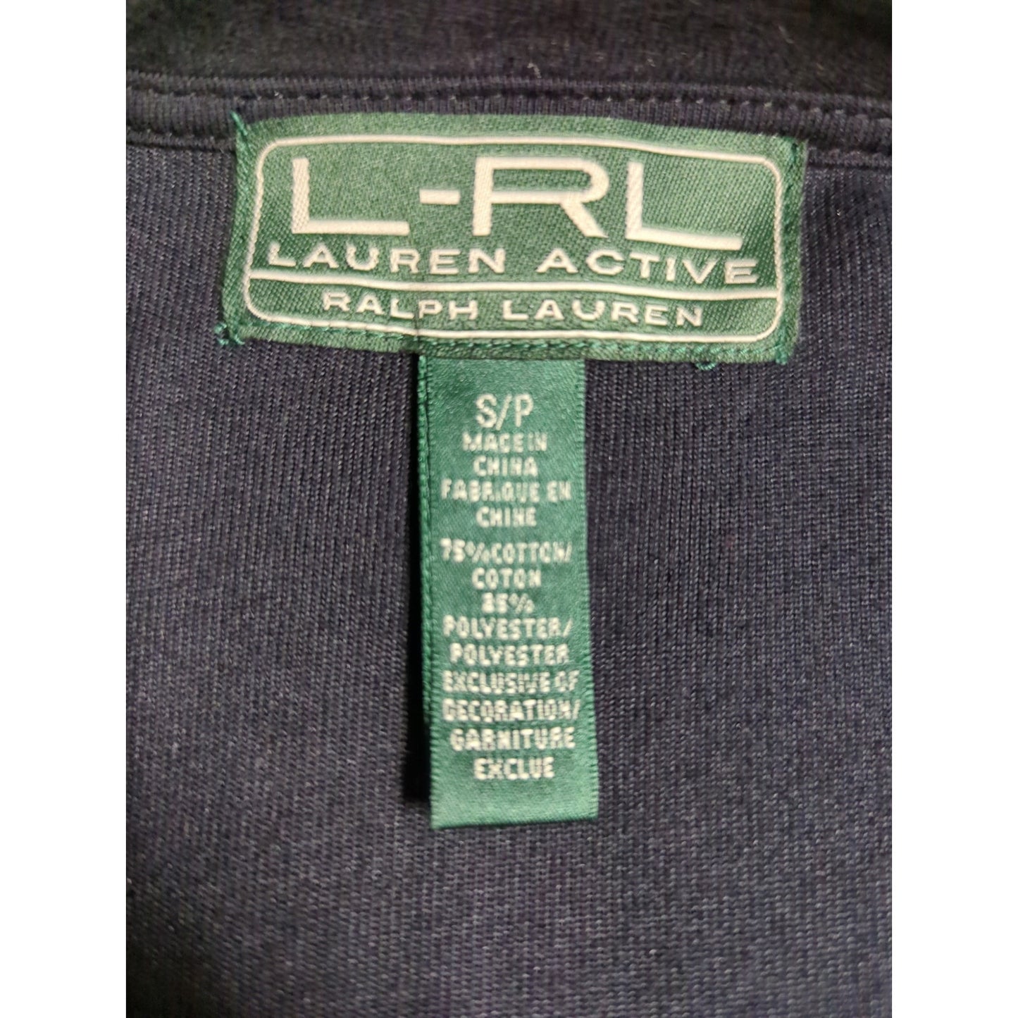 Lauren Ralph Lauren Active Black Crushed Velvet Gold Crest Track Jacket Small
