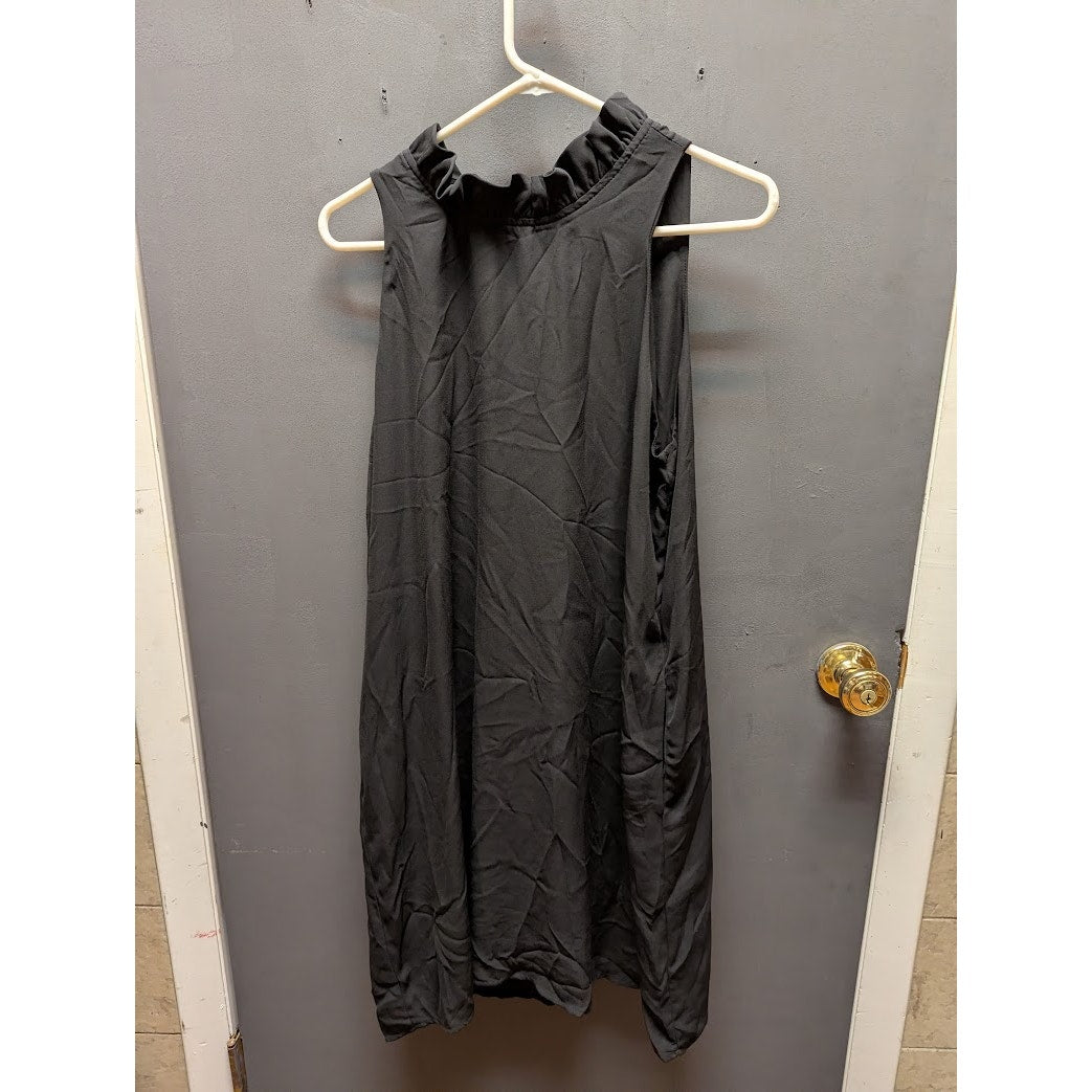 Gibson Black Dress Ruffle Neck Scarf Bow Sleeveless Size XS