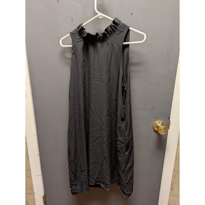 Gibson Black Dress Ruffle Neck Scarf Bow Sleeveless Size XS