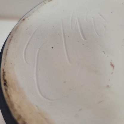 handcrafted incised vase blue white tree of life signed 1981 two trees Chuppah