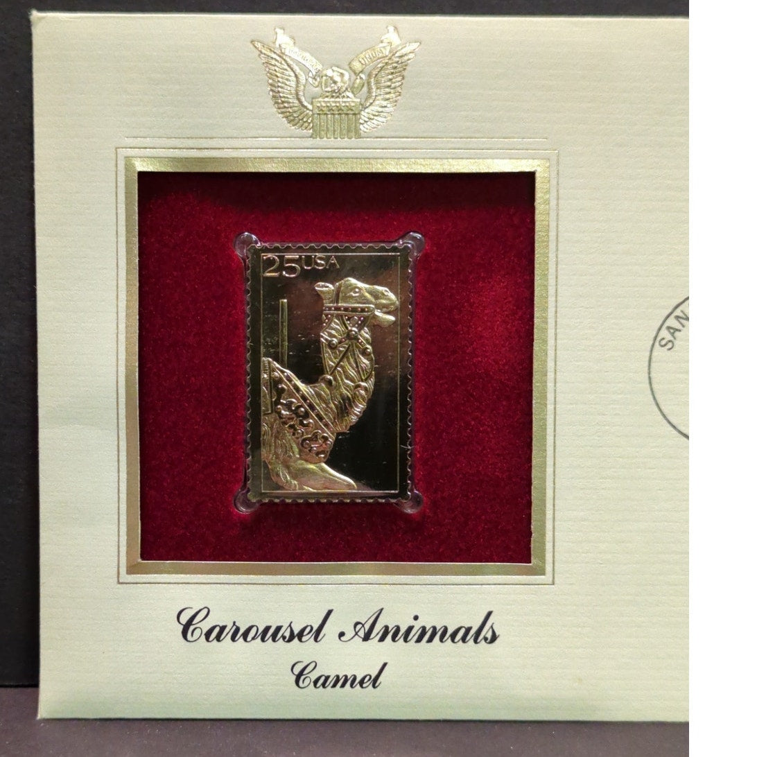 Golden Replicas of United States Stamps Collectible 22kt Gold 1988 CAROUSEL