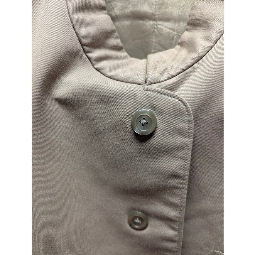 Custom Made Mandarin Collar Long Coat Tan Khaki Structured Minimalist Waistcoat