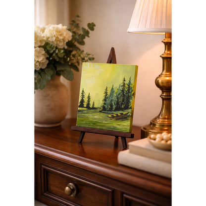 Vintage Anthony Studio Mini 6" Oil Painting on Wood Easel St. Paul MN Landscape