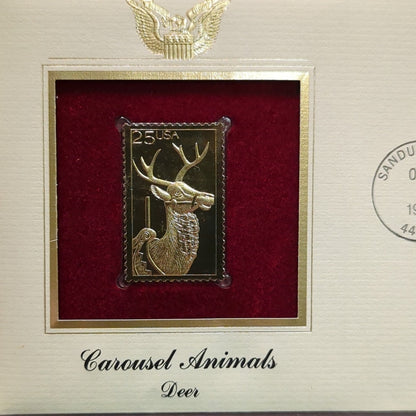 Golden Replicas of United States Stamps Collectible 22kt Gold 1988 cAROUSEL
