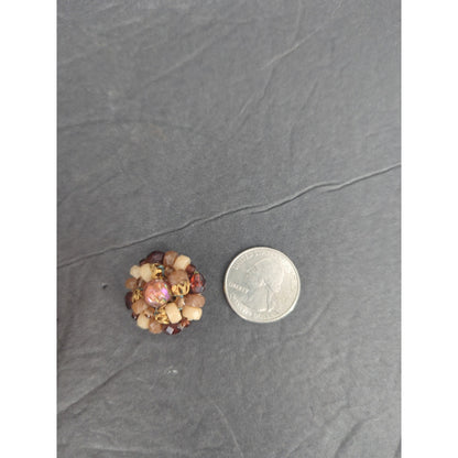 Vintage Faux Pearl Rhinestone Cluster Clip On Earrings W Germany Retro Glam