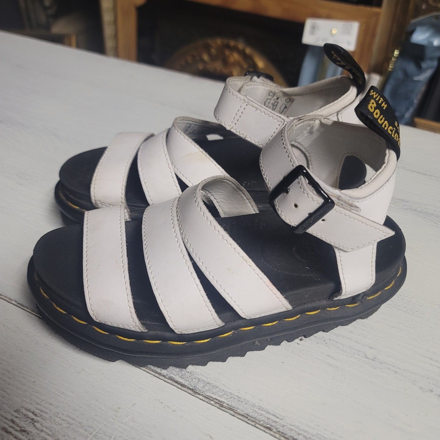 Dr. Martens Blaire White Leather Strappy Platform Sandals Grunge Goth Size 5