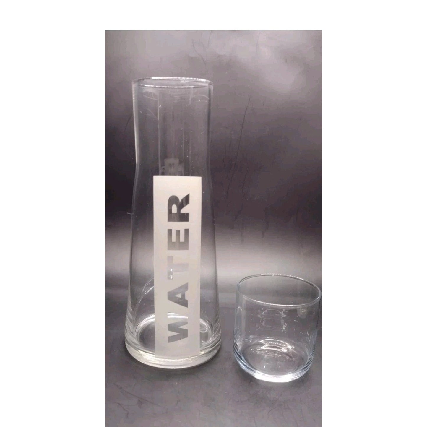 Mid Century Modern Torre & Tagus Etched Tumble - Up Water Carafe With Glass