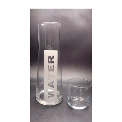 Mid Century Modern Torre & Tagus Etched Tumble - Up Water Carafe With Glass