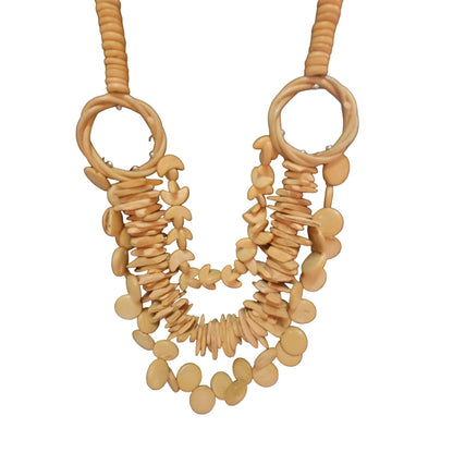 Multi Strand Necklace Wood Seed statement jewelry layering