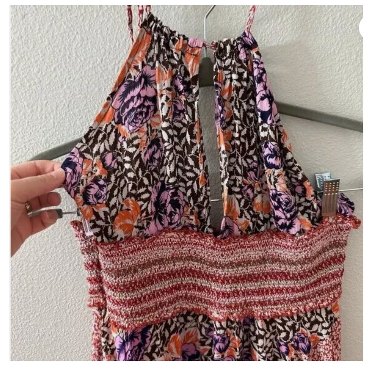 Free People Gabriela Patchwork Halter Slip Dress Maxi SMALL NEW Summer Floral