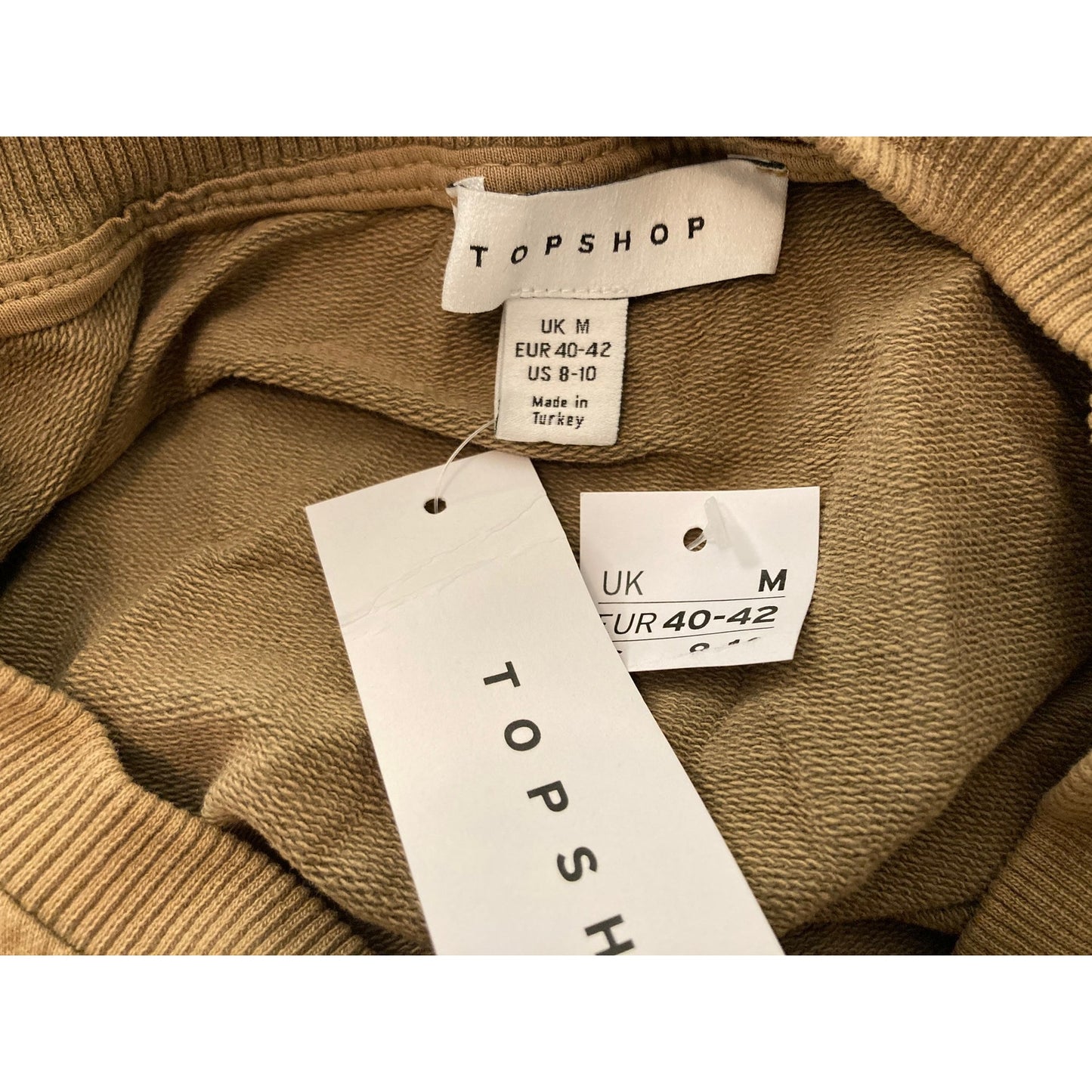 Topshop Acid Washed Long Sleeve Crew Neck Sweatshirt Size 8-10 US in Camel NWT